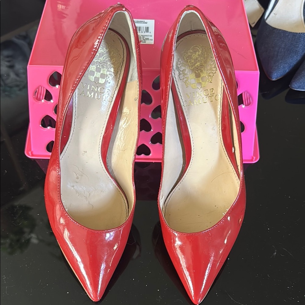 Vince Camuto Red Stiletto Heels Patent Leather